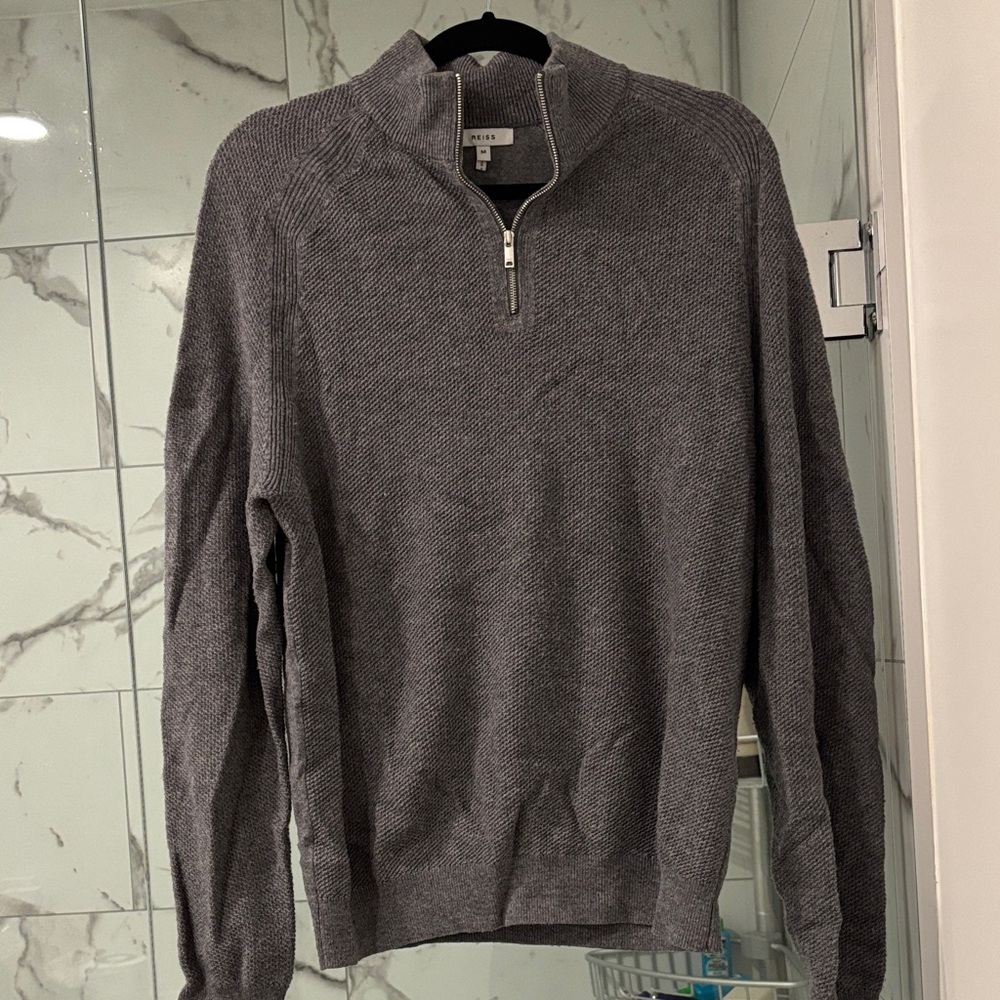 Banana Republic Men's Charcoal Zip-Up Sweater